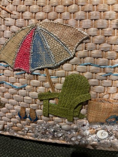 Capelli Straworld Straw Art Bag - Embellished with Shells, Beach Material, Flip Floos etc - see photos