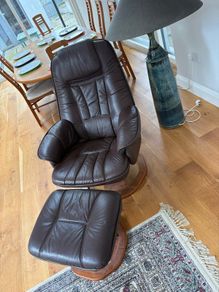 leather arm chair and stool