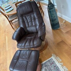 leather arm chair and stool