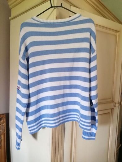OUI striped white blue jumper UK 10
