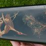 Antique Oriental Lacquered Hand Painted Box  Library Desk Bedroom Romantic Jewelry Box Trinkets 13,5" X 3,5" X 2" Image 8
