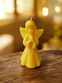 Beeswax Angel Candle  | Christmas Angel Decor | Pure Beeswax Figurine Candle | Holiday Gift | Prayer Angel Candle
