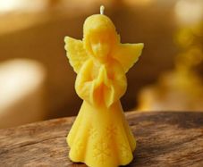 Beeswax Angel Candle  | Christmas Angel Decor | Pure Beeswax Figurine Candle | Holiday Gift | Prayer Angel Candle