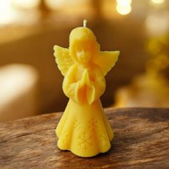 Beeswax Angel Candle  | Christmas Angel Decor | Pure Beeswax Figurine Candle | Holiday Gift | Prayer Angel Candle
