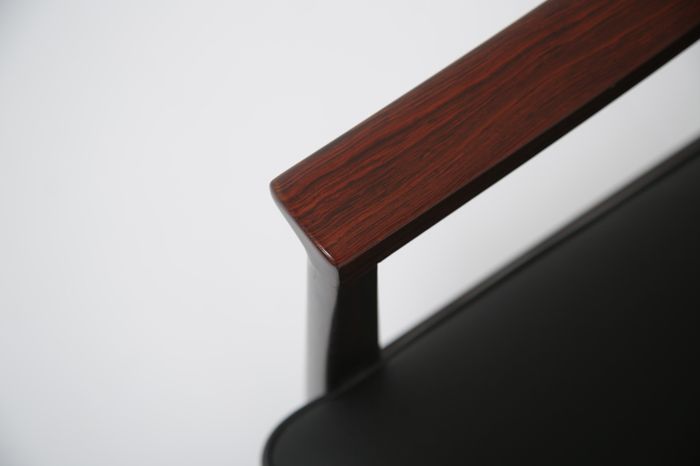 Vintage Rosewood and Black Leather Armchair by Karl Erik Ekselius for JOC Vetlanda, 1960s