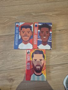 3 Football legends Books Messi, Abraham & Chamberlain
