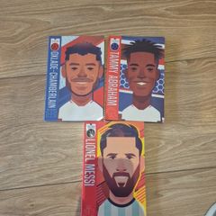 3 Football legends Books Messi, Abraham & Chamberlain