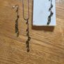 Green long hang earrings & green stone chain to match Image 4