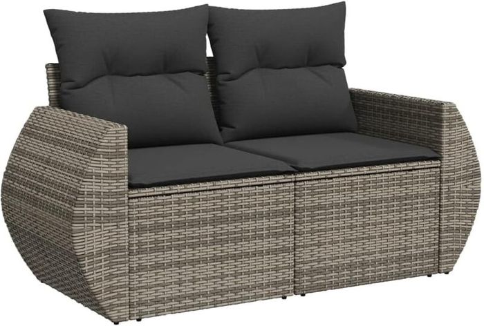 Garden Sofa 2 Seater With Storage Poly Rattan Patio Sofa With Cushions Outdoor Furniture