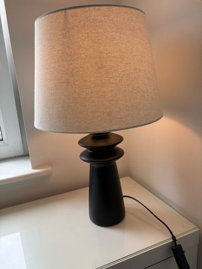 ikea desk , mirror and lamp