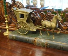 Solid Brass Horse & Carriage Display Sculpture