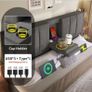 Grey Linen Super King Size Bed with storage,USB ports and cup holders Image 2