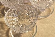 Vintage cut glass or crystal  set of 3 dessert dishes or bowls featuring a diamond or criss-cross pattern.