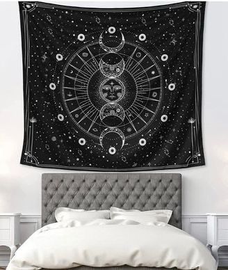 FREE EXPRESS SHIPPING Tapestry for Bedroom Aesthetic, Sun Moon Star Large Astrology Wall Hanging, Black White Psychedelic Room Decorations, Mystic Wall