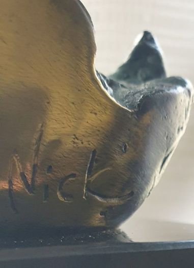 Sculpture Of A Sitting Lady (32cm, 4kg) - Bronze, Marble, Signed