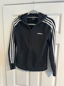 Adidas Essentials 3-Stripes Full Zip Hoodie in Black - Size small