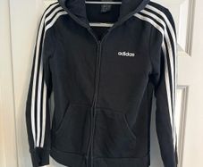 Adidas Essentials 3-Stripes Full Zip Hoodie in Black - Size small