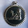 Vintage  Silver  Virgo Charm, Zodiac Sign Virgin, Old Astrology Medal Pendant, 1" -  3,91g Image 3