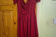 Red fully laced Dress.