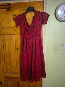 Red fully laced Dress.