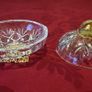 Killarney Crystal Cut Crystal Glass Congratulations On Your Wedding Lidded Jewelry Dish / Bowl With 22 Carat Gold Cover Handle and Footed Base Finishing Made In Ireland Image 5