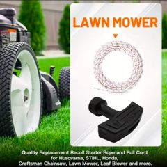 Recoil Starter Rope 3mm 10m long Pull Rope With Starter Handle for Petrol Lawnmowers