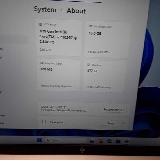 HP EliteBook 840 Aero G8 | Intel Core i7-1165G7 | 16GB RAM | 512GB SSD | 14" Laptop