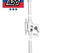 [Brand New] Vertical lock with visible locking mechanism and 3 locking points, made of white steel, for left-hand opening (pull-out).
