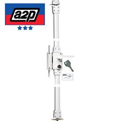 [Brand New] Vertical lock with visible locking mechanism and 3 locking points, made of white steel, for left-hand opening (pull-out).