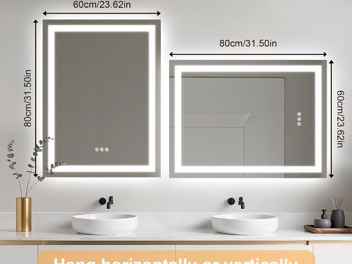 LED Bathroom Mirror 60x80cm Bluetooth Antifog Dual LED Light Memory Function