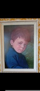 Rare 1970s "The Crying Boy" Framed Print by Bragolin. Famous Fire Proof Legend.
