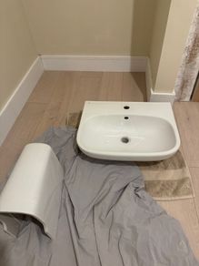 bathroom sinks, mirrors, lights