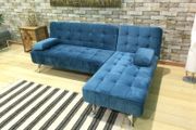 Blue Velvet Nordic Comfort Chaise Sofa,198cm