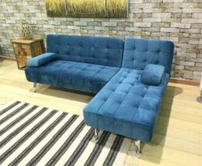 Blue Velvet Nordic Comfort Chaise Sofa,198cm