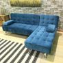 Blue Corner Sofa Bed with Chaise Longue, Aroa xs Image 2