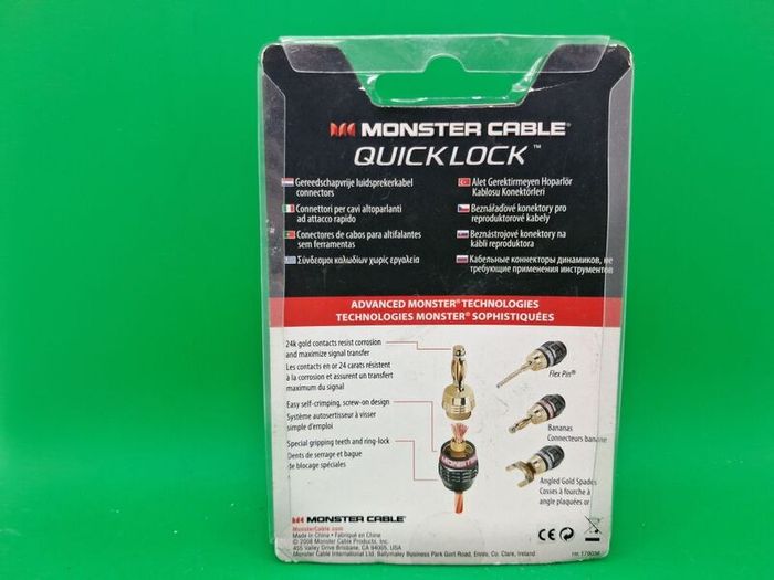 Poatage - 5 x Monster Cable Quick Lock Angled 24k Gold Spades