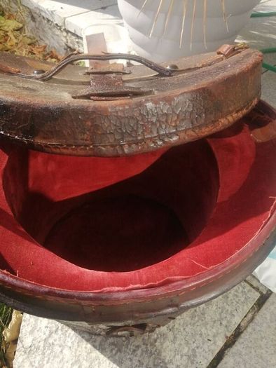 Antique leather hat box