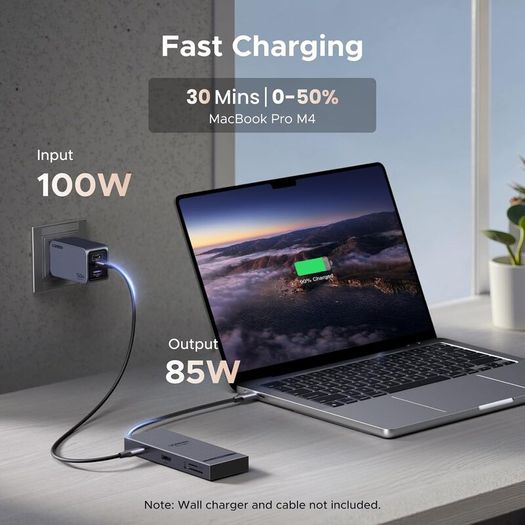 USB C Hub, 8-in-1 4K@60Hz HDMI to USB-C Adapter, 170MB/s microSD SD Card Reader, 3x 10Gbps USB-A/C Ports, 100W PD, 30cm Cable, Aluminum Compact USB Hub for MacBook, HP, Dell, iPad Pro
