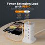 Tower Extension Lead with USB C Slots, TESSAN 8 Way Plug Extension Socket with Switch, Surge Protected Power Strip with 2M Cable for Home, School Supplies Image 3
