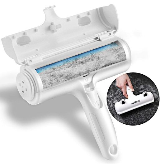 Pet Hair Remover Roller, Reusable Animal Hair Removal Brush for Dogs and Cats, Easy to Clean Fixed Areas Pet Fur from Carpet, Furniture, Rugs, Stairs, bedding and Sofa - White