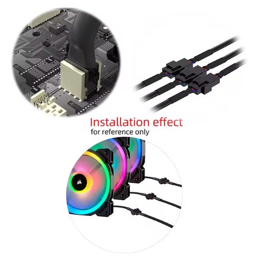 4-pins 4pins 1 to 3 Way PWM Fan Splitter Cable, Cooled 1 to 3 Way Tap Sleeve Extension Braided Cable Extension Cable Free viewing
