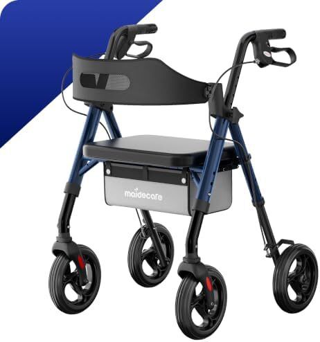 Rollator Walker with Seat and Wheels for Elderly, 4 Wheels Rollators for Seniors and Disabled