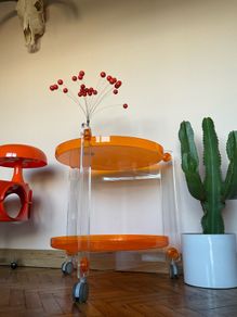 Harvey guzzini bar cart mid century