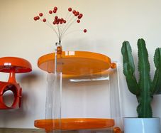 Harvey guzzini bar cart mid century