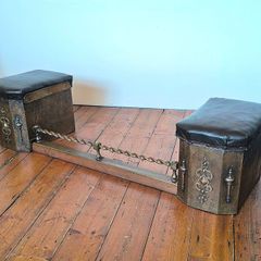 Antique Arts & Crafts Club Fender (c. 1900) adjustable fireplace seats