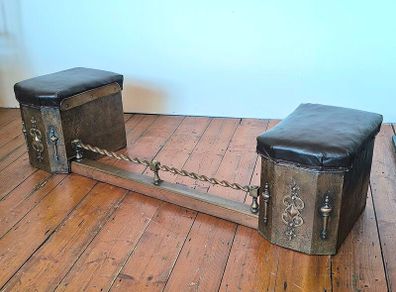 Antique Arts & Crafts Club Fender (c. 1900) adjustable fireplace seats