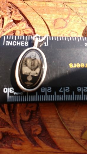 Pope Benedict XVI Pendant Necklace Locket. Platinum Over Stg Silver