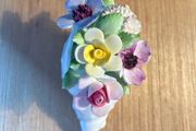 Vintage Royal Doulton bone china floral bouquet in a shell