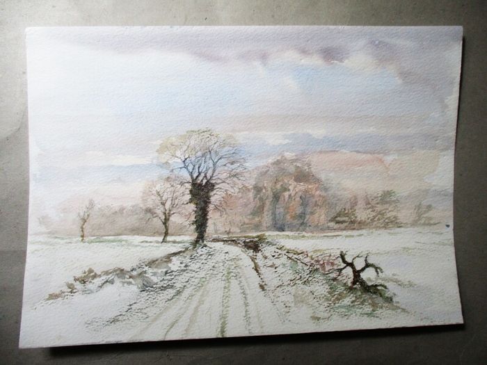 Unframed Watercolour, Winter Scene