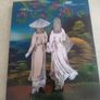 Plaque w/ Hand-Painted 20 X 15 CM.OF Two ladies walking through the country Image 5